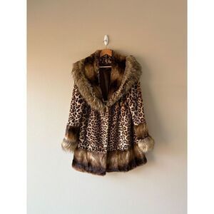 adrienne landau faux fur animal leopard print coat
